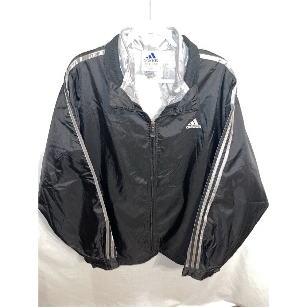 Adidas Men’s Vtg Y2K Jacket & Removeable Vest Size XL Black Outer Silver Inner